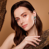 ANATTASOUL 4 Pairs 4 Colors Rhinestone Teardrop Flower Dangle Stud Earrings EJEW-AN0004-16-5