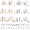 CREATCABIN 12Pcs 2 Color Brass Pave Clear Cubic Zirconia Flower Stud Earring Findings DIY-CN0002-80-1