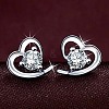 Heart Alloy Rhinestone Stud Earrings & Pendant Necklace Sets for Women FS-WG883D5-01-4