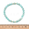 Natural Amazonite & Brass Beads Stretch Bracelets for Women Men BJEW-JB13795-4