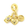 Rack Plating Brass Micro Pave Cubic Zirconia European Dangle Charms KK-P270-02A-G-1