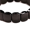 Oval Natural Black Tourmaline Bead Stretch Bracelets for Men Women PW-WGADDAC-01-3