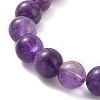 Natural Amethyst & Alloy Buddha Head Beaded Strech Bracelets BJEW-JB09420-01-3