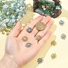 2Pcs 2 Colors Brass with Synthetic Opal Flower Links/Connectors KK-YW0004-45-5