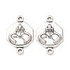 Tibetan Style Alloy Octagon with Church Connector Charms FIND-Z099-16AS-01-1