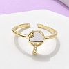 Brass Micro Pave Clear Cubic Zirconia Cuff Rings for Women RJEW-C126-08G-2