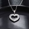 Hollow Heart 304 Stainless Steel Pendant Necklaces NJEW-M096-13P-4