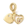 Brass Micro Pave Clear Cubic Zirconia European Dangle Charms KK-D502-14A-G-1