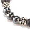 Natural Lava Rock & Synthetic Black Stone & Hematite Stretch Bracelet BJEW-JB08169-4