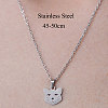 201 Stainless Steel Cat Pendant Necklace NJEW-OY001-23-3