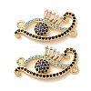 Brass Micro Pave Cubic Zirconia Connector Charms CU-CBA4579-03G-G-1