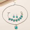 Bohemian Style Oval Synthetic Turquoise Pendant Necklace & Dangle Earrings & Link Bracelets FS-WGA6DB3-01-2