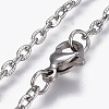 Non-Tarnish 304 Stainless Steel Textured Cable Chain Necklaces NJEW-F248-25A-P-2