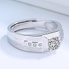 Clear Cubic Zirconia Rectangle Adjustable Ring RJEW-BB71933-A-3