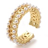 Curb Chain Brass Open Cuff Rings for Women RJEW-Z070-03G-1