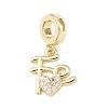 Brass Micro Pave Clear Cubic Zirconia European Dangle Charms KK-B159-06G-1