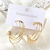 Multilayer C-Shaped 304 Stainless Steel Stud Earrings LS-EJEW-Z098-28G-1