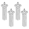 CHGCRAFT 4Pcs Crystal Rhinestone Crown with Chain Tassel Lapel Pin JEWB-CA0001-32P-1