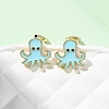 Brass Enamel Stud Earrings EJEW-B152-01G-01-2