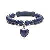 Natural Lapis Lazuli(Dyed) Beaded Bracelets BJEW-JB09039-01-1