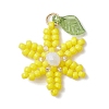 Glass Seed Beaded Flower Pendants PALLOY-TA00345-04-1