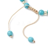 Adjustable Dyed Synthetic Turquoise & Shell Pearl Braided Bead Bracelets BJEW-JB10513-02-4