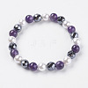 Synthetic Hematite Beads Stretch Bracelets BJEW-I241-26H-1