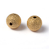 10mm Golden Color Brass Round Textured Beads X-EC226-G-2