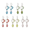 Heart with Teardrop Electroplate Glass Dangle Earrings for Women EJEW-JE06803-3