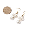 Shell Pearl with Brass Dangle Earrings for Women EJEW-TA00557-3