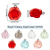   70Pcs 7 Colors Transparent Frosted Resin Rose Pendants RESI-PH0001-74-2