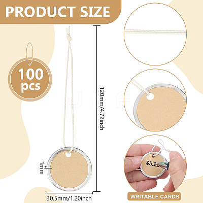 100Pcs Blank Round Paper Price Tags AJEW-BC0010-88A-1