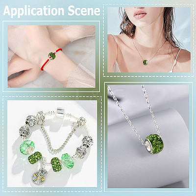 80Pcs Polymer Clay Rhinestone European Large Hole Beads with Silver Color Plated Brass Cores FPDL-LT0001-02B-1