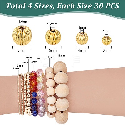 120Pcs 4 Style Brass Beads FIND-PH0017-76-1