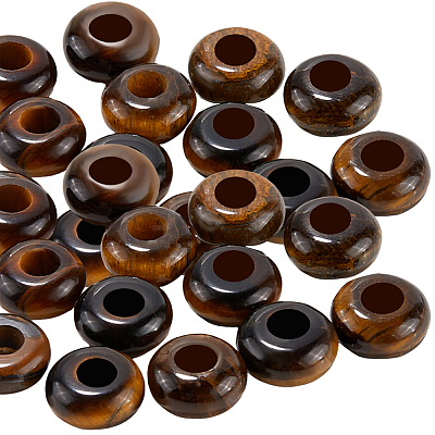 30Pcs Natural Tiger Eye European Beads G-SP0001-01A-02-1