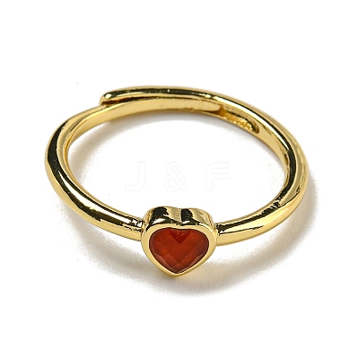 Heart Natural Mixed Stone Adjustable Rings RJEW-Q818-02G-1