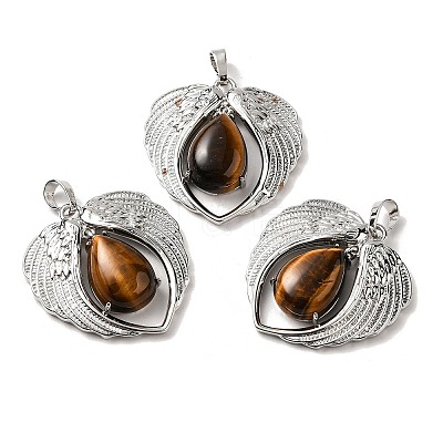 Natural Tiger Eye Teardrop Pendants KK-K331-02P-06-1