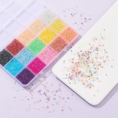 182G 14 Colors Transparent 8/0 Glass Seed Beads SEED-YW0002-44-1
