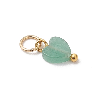 Natural Mixed Gemstone Heart Charms PALLOY-JF04905-01-1