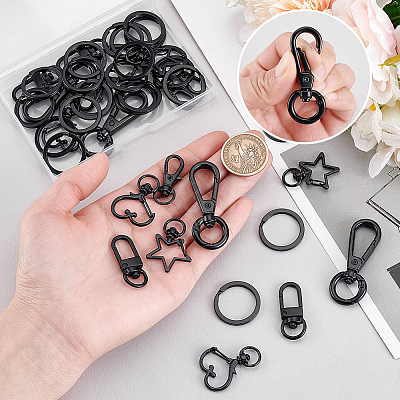 30Pcs 6 Styles Zinc Alloy Swivel Clasps & Split Key Rings FIND-PH0024-77-1
