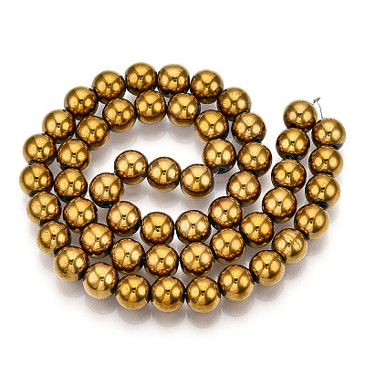 Non-Magnetic Synthetic Hematite Beads Strands X-G-S096-8mm-2-1
