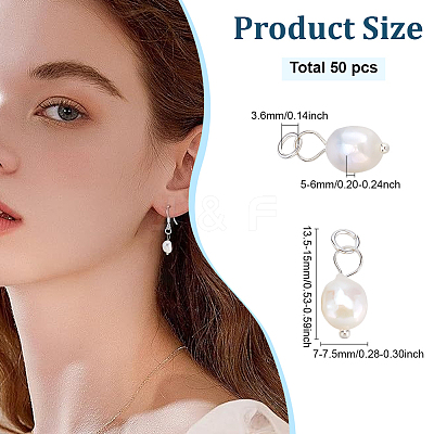 50Pcs Grade B Natural Cultured Freshwater Pearl Rice Charms PEAR-ME0001-04S-1