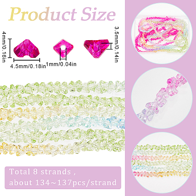 8 Strands Transparent Gradient Color Glass Bead Strands GLAA-SC0002-02C-1