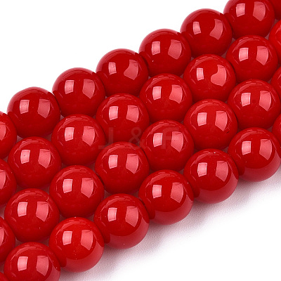 Opaque Solid Color Glass Beads Strands LS-GLAA-T032-P8mm-04-1