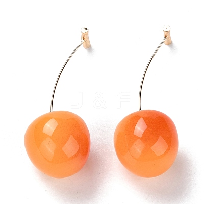 Lifelike Cherry Resin Dangle Stud Earrings EJEW-F274-01A-1