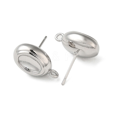 Brass Stud Earring Finding with Loops KK-C042-06P-1