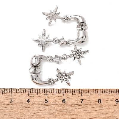 Brass Rhinestone Stud Dangle Earrings EJEW-B0160-01P-1
