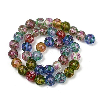 Handmade Glod Sand Lampwork Beads Strands LAMP-B028-03H-10mm-1