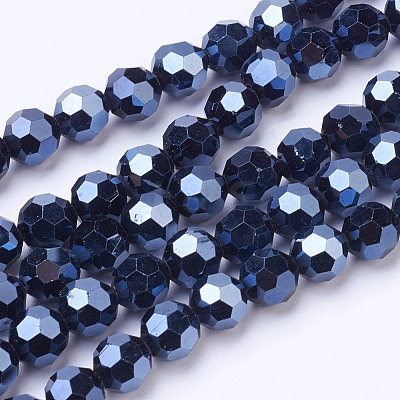 Faceted(32 Facets)(32 Facets) Electroplate Glass Beads Strand X-EGLA-J042-6mm-F01-1