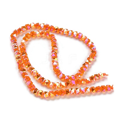 Electroplate Glass Beads Strands GLAA-Q105-02O-1